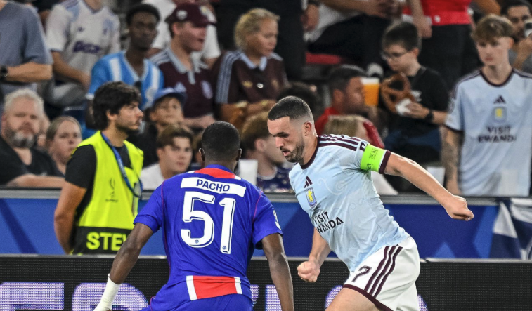 William Pacho #51 in action for PSG against Aston Villa, UEFA Super Cup Final 2026